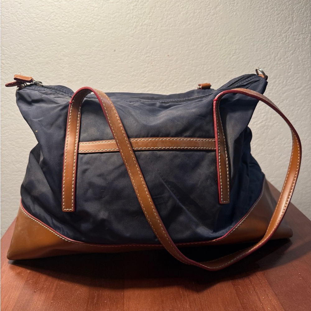 Stylish Tommy Hilfiger faux Navy and Brown Women's Bag